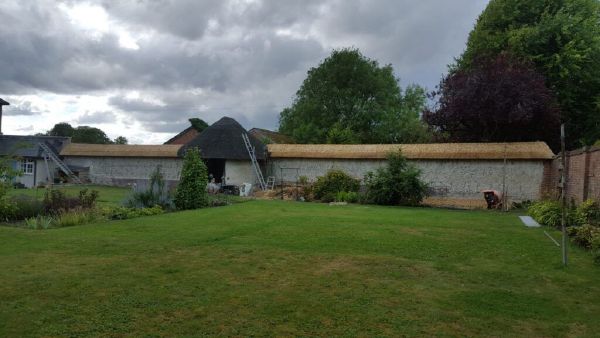 Re-ridging completed on a thatched property near Pewsey